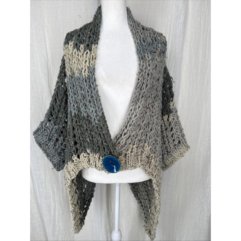 Hand knit Chunky Crochet Cardigan Shrug Lagenlook Boho Cozy Earthy Goblin Grunge